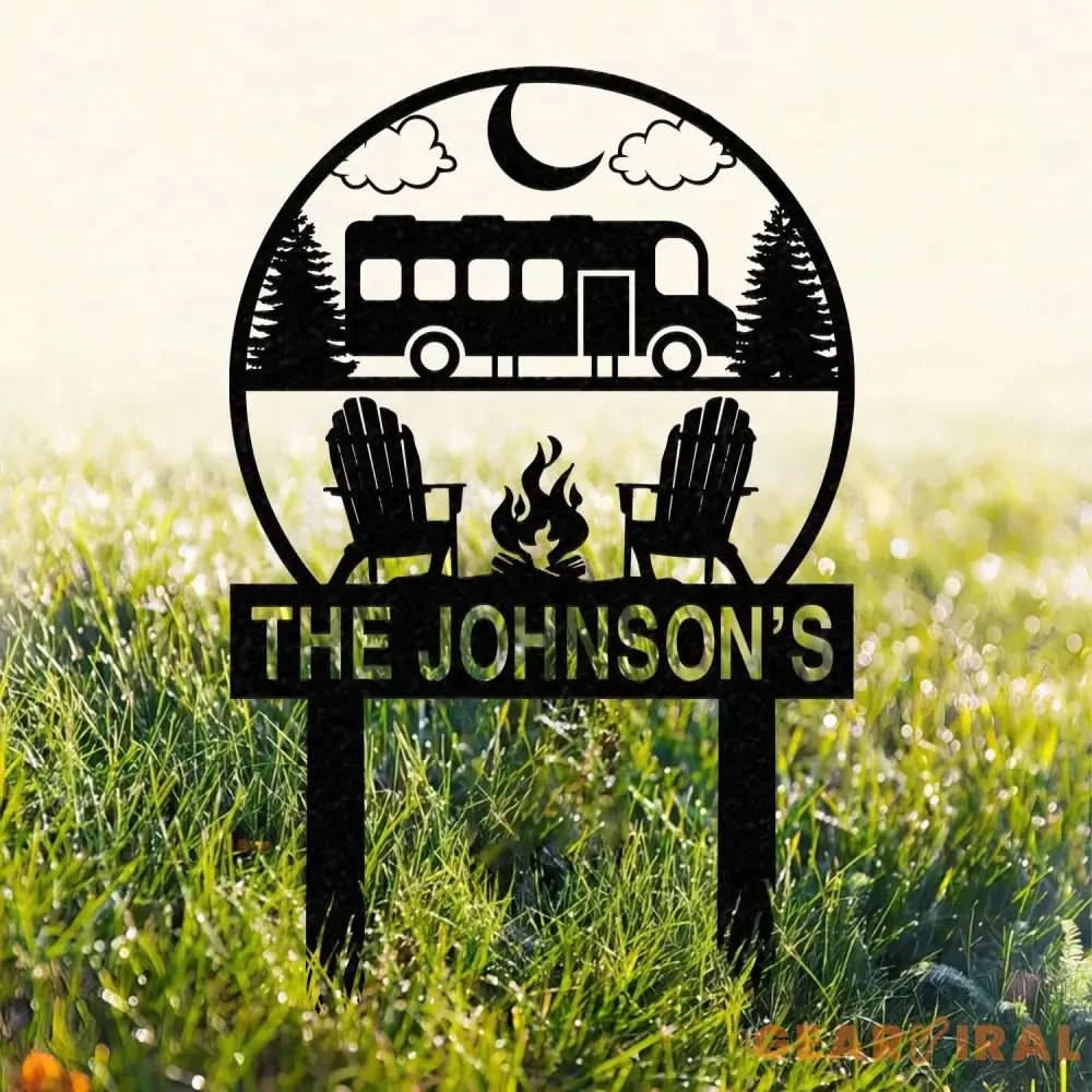 Custom Family Name Campers Metal Yard Sign with Led Lights Camping Car Trailer Stake Campsite Decor RV Decor Camping