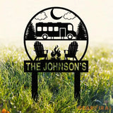 Custom Family Name Campers Metal Yard Sign with Led Lights Camping Car Trailer Stake Campsite Decor RV Decor Camping