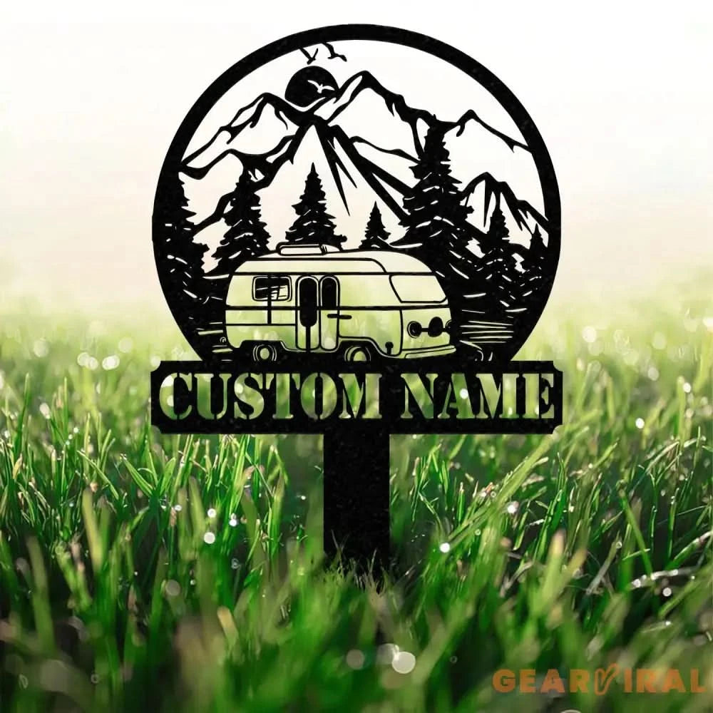 Custom Family Name Campers Metal Yard Sign with Led Lights Camping Car Trailer Stake Campsite Decor RV Decor Camping