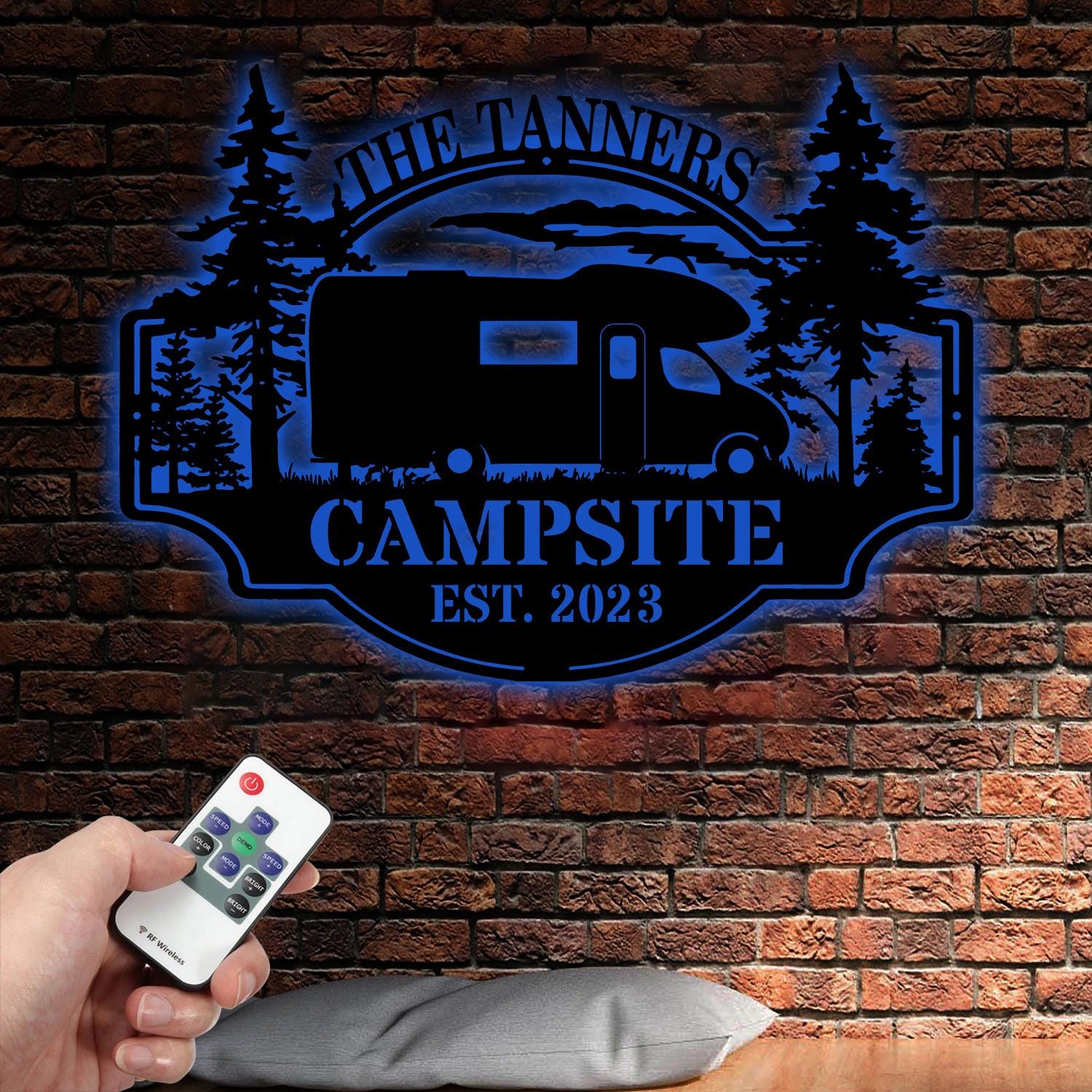 Custom Family Name Campers Metal Yard Sign with Led Lights, Camping Car Trailer Stake, Campsite Decor, RV Decor, Outdoor Decor