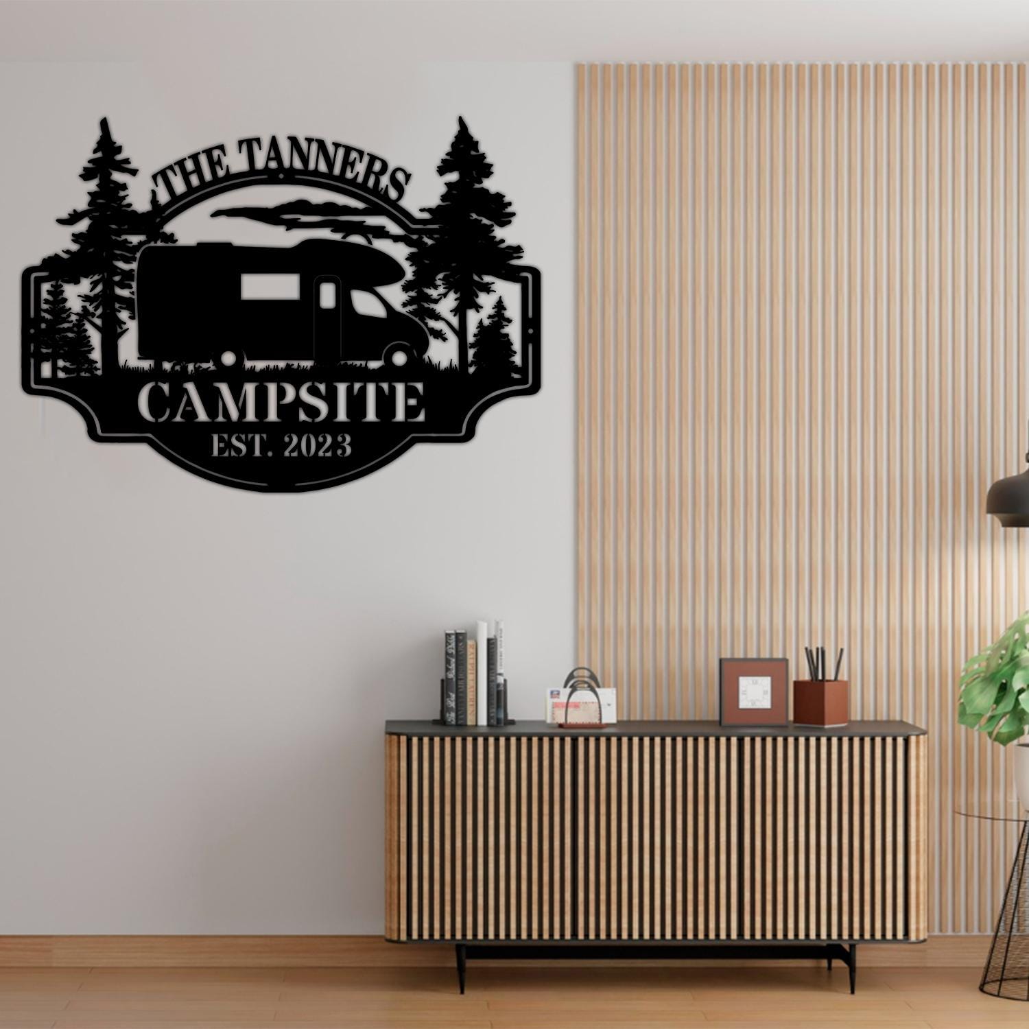 Custom Family Name Campers Metal Yard Sign with Led Lights, Camping Car Trailer Stake, Campsite Decor, RV Decor, Outdoor Decor