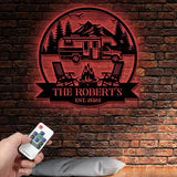 Custom Family Name Campers Metal Yard Sign with Led Lights Camping Car Trailer Stake Campsite Decor RV Decor Outdoor