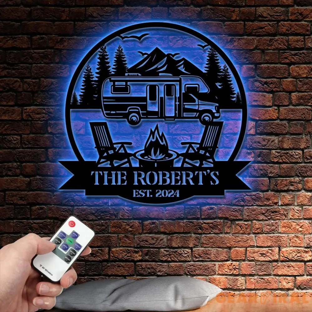 Custom Family Name Campers Metal Yard Sign with Led Lights Camping Car Trailer Stake Campsite Decor RV Decor Outdoor