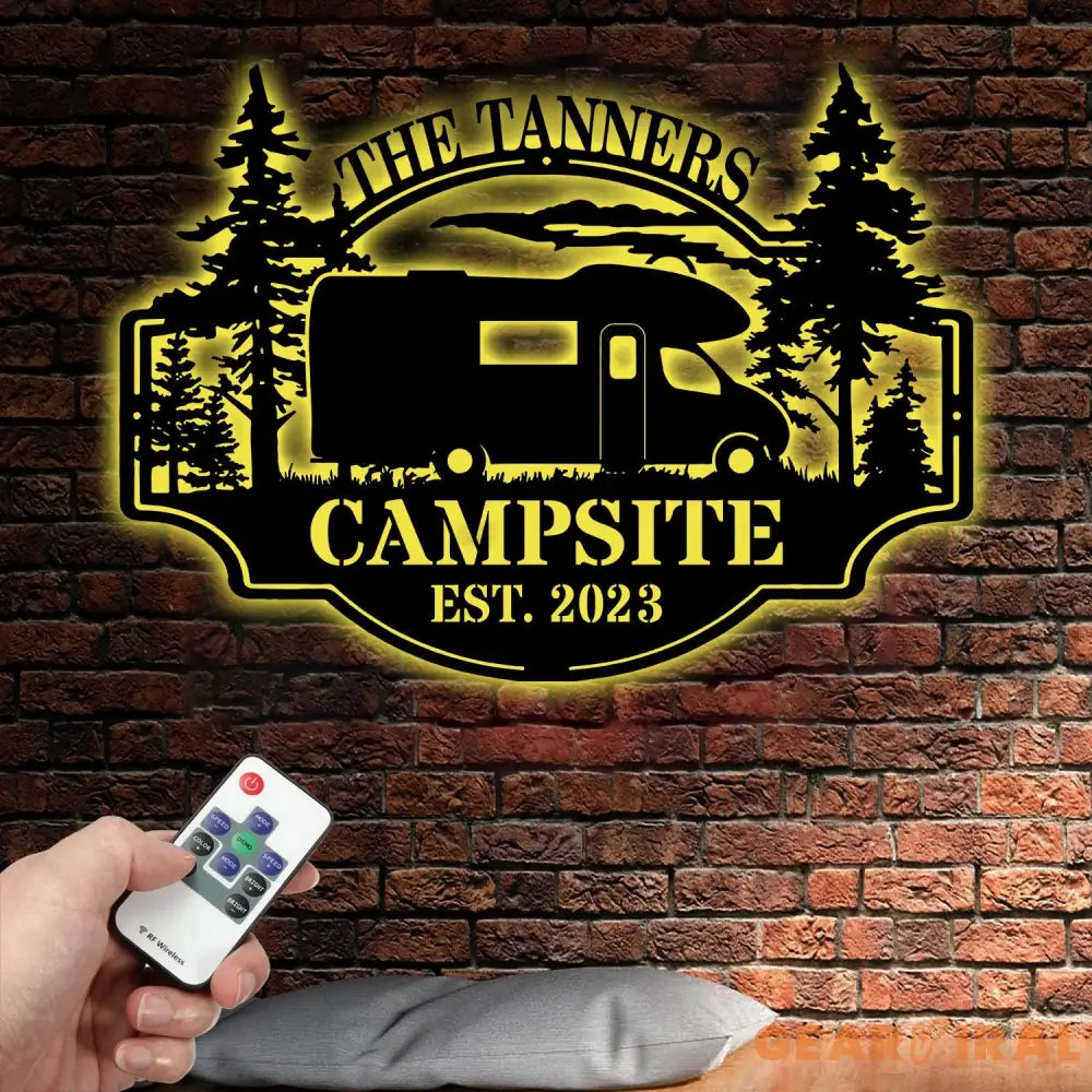 Custom Family Name Campers Metal Yard Sign with Led Lights Camping Car Trailer Stake Campsite Decor RV Decor Outdoor