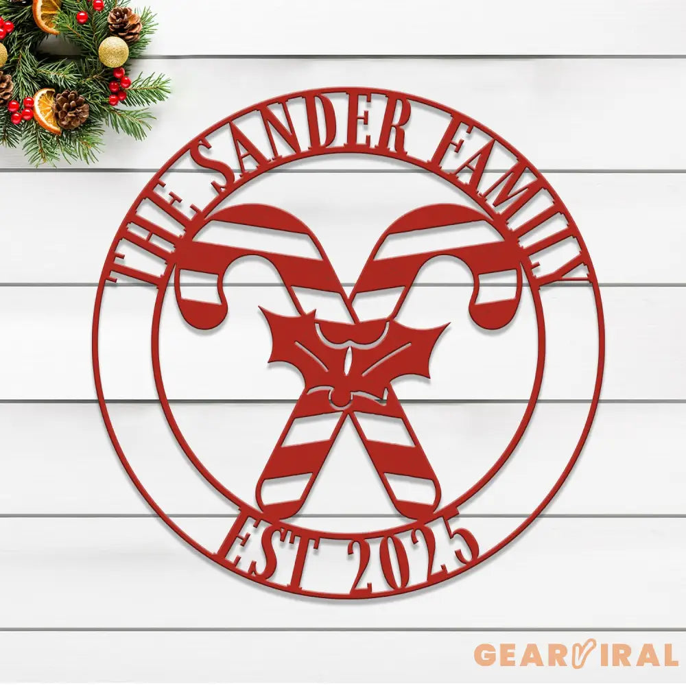 Custom Family Name Candy Cane Christmas Metal Sign Christmas Decor Christmas Decorations Holiday Decor Holiday Wall Art