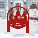 Custom Family Name Christmas Tree Metal Yard Stake Outdoor Christmas Decor Holiday Decor Merry Christmas Sign Outdoor