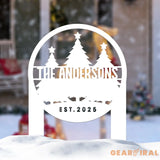 Custom Family Name Christmas Tree Metal Yard Stake Outdoor Christmas Decor Holiday Decor Merry Christmas Sign Outdoor