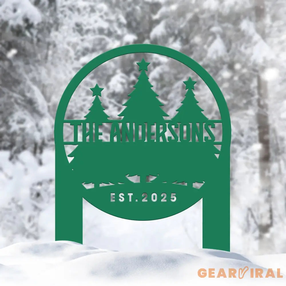 Custom Family Name Christmas Tree Metal Yard Stake Outdoor Christmas Decor Holiday Decor Merry Christmas Sign Outdoor