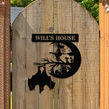 Custom Family Name Halloween Metal LED Sign - Personalized Monogram Wall Art - Last Name Initial Hanging - Personalize Metal Sign