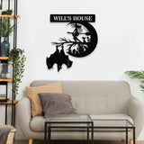 Custom Family Name Halloween Metal LED Sign - Personalized Monogram Wall Art - Last Name Initial Hanging - Personalize Metal Sign