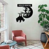 Custom Family Name Halloween Metal LED Sign - Personalized Monogram Wall Art - Last Name Initial Hanging - Personalize Metal Sign