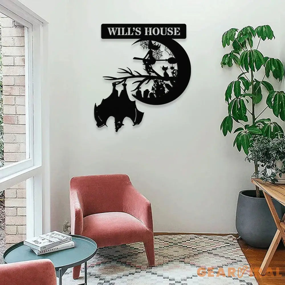 Custom Family Name Halloween Metal LED Sign - Personalized Monogram Wall Art - Last Name Initial Hanging - Personalize