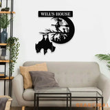Custom Family Name Halloween Metal LED Sign - Personalized Monogram Wall Art - Last Name Initial Hanging - Personalize