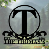 Custom Family Name Monogram Sign Last Name Wall Hanging Initial Metal Decor Family Name Monogram Living Room Decor