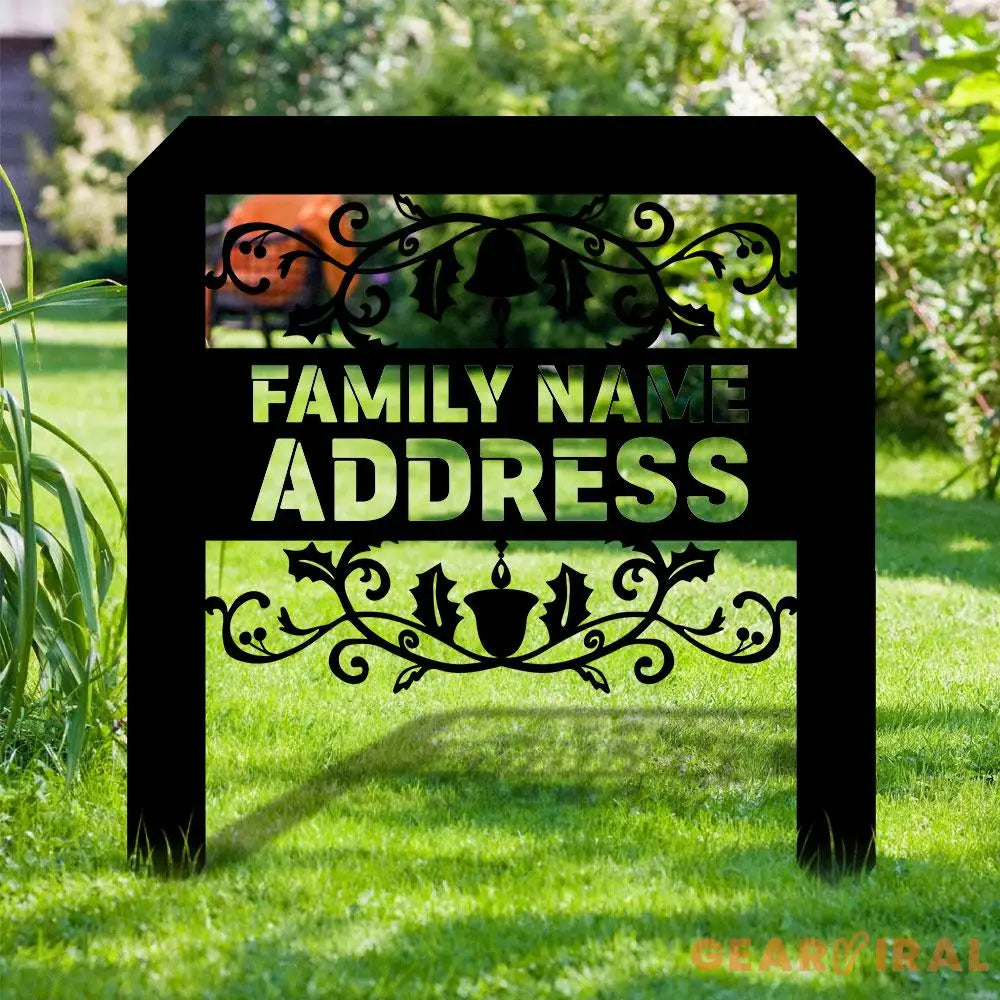 Custom Family Name Pumpkin Garden Metal Stake Personalized Family Name Yard Sign Outdoor Door Garden Decor Garden Art