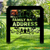 Custom Family Name Pumpkin Garden Metal Stake Personalized Family Name Yard Sign Outdoor Door Garden Decor Garden Art