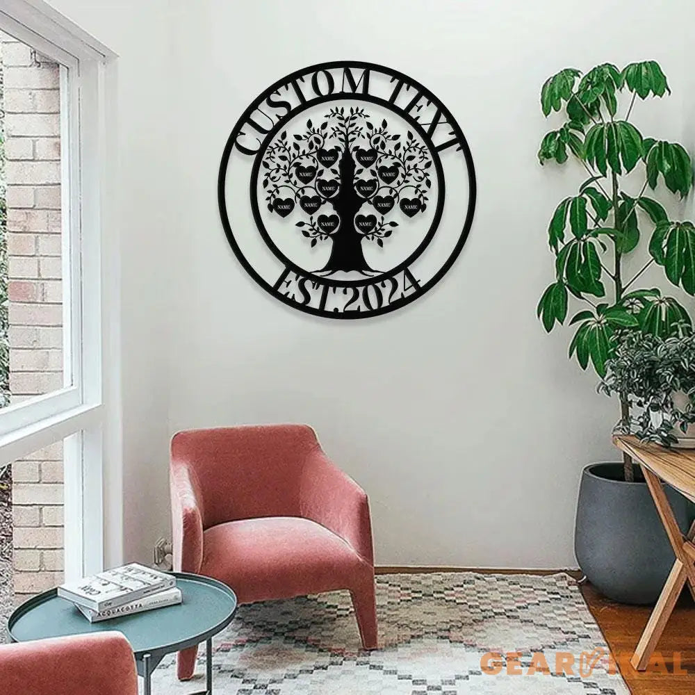 Custom Family Name Sign Life Tree Metal Sign - Personalized Family LED Wall Decor Personalized Wall Art Housewarming