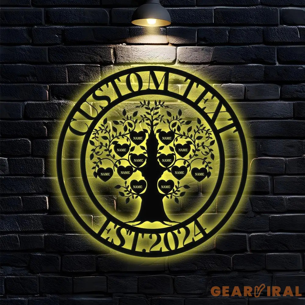 Custom Family Name Sign Life Tree Metal Sign - Personalized Family LED Wall Decor Personalized Wall Art Housewarming