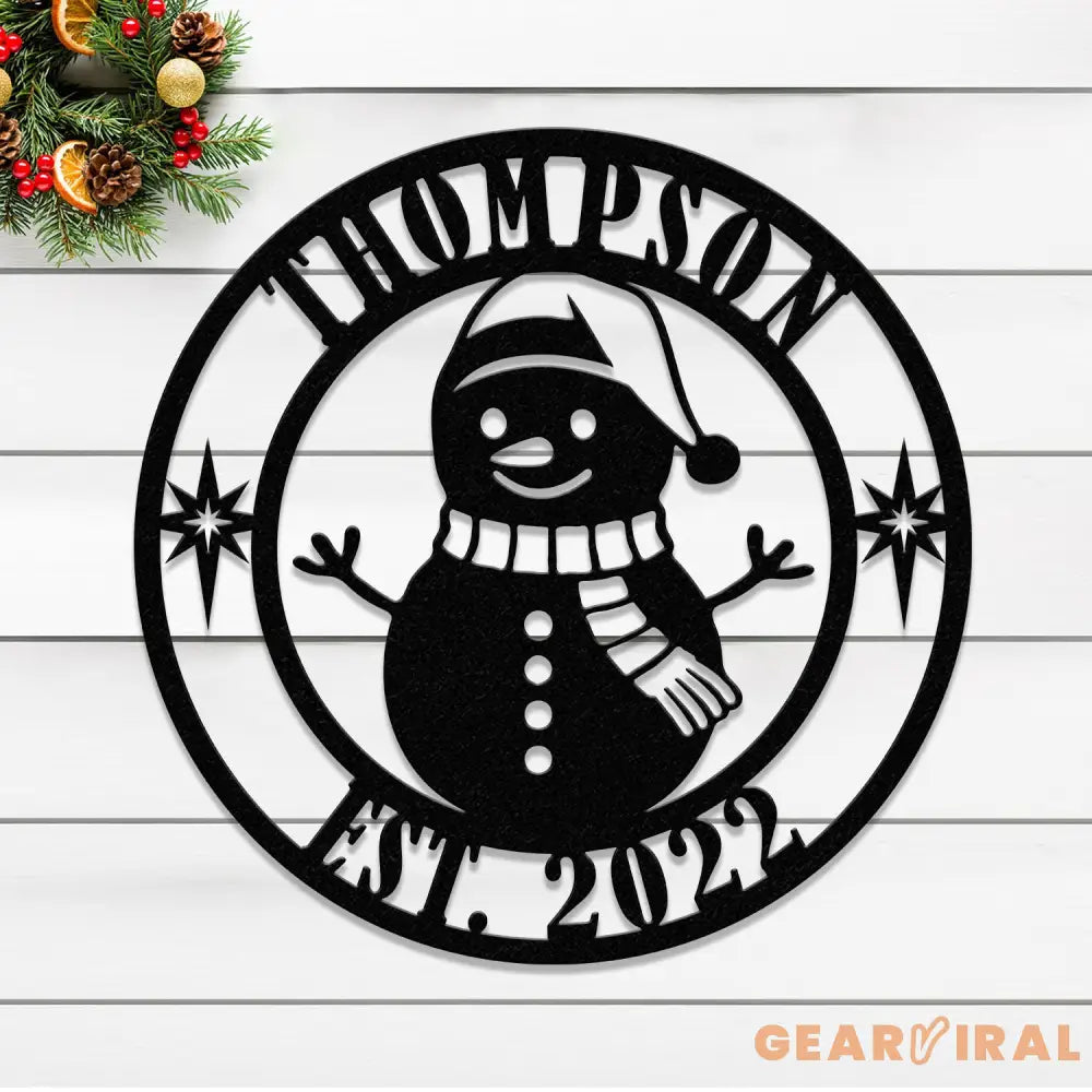 Custom Family Name Snowman Christmas Metal Sign Christmas Decor Christmas Decorations Holiday Decor Holiday Wall Art