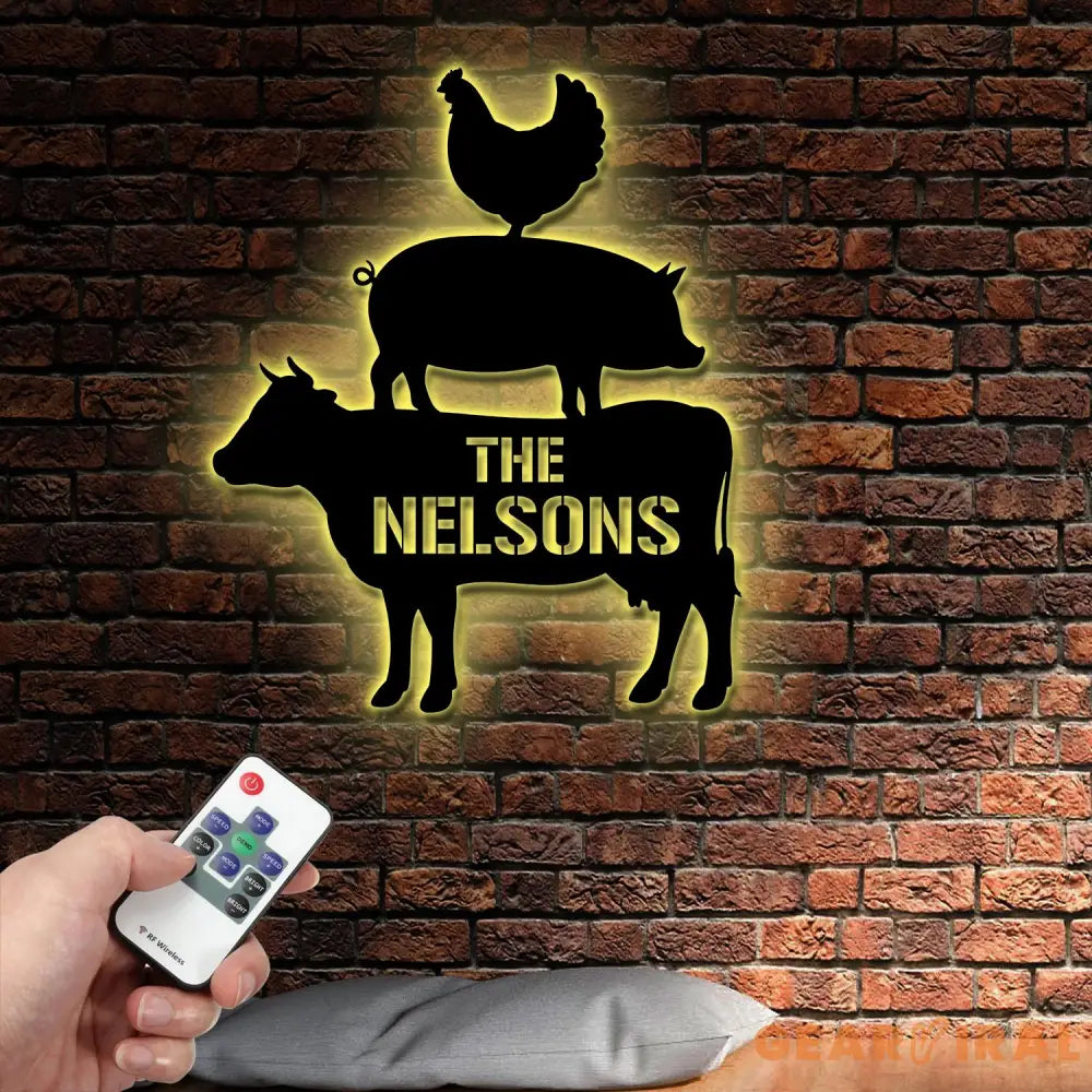 Custom Family Name Stacked Farm Animals Metal Sign Farmhouse Wall Decor Farm Sign Metal Cow Pig Chicken Sign Kitchen