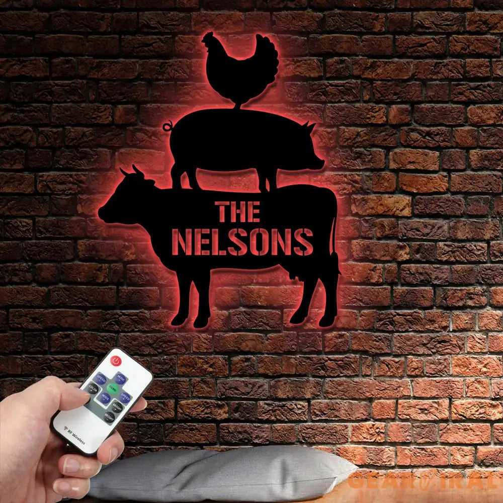 Custom Family Name Stacked Farm Animals Metal Sign Farmhouse Wall Decor Farm Sign Metal Cow Pig Chicken Sign Kitchen