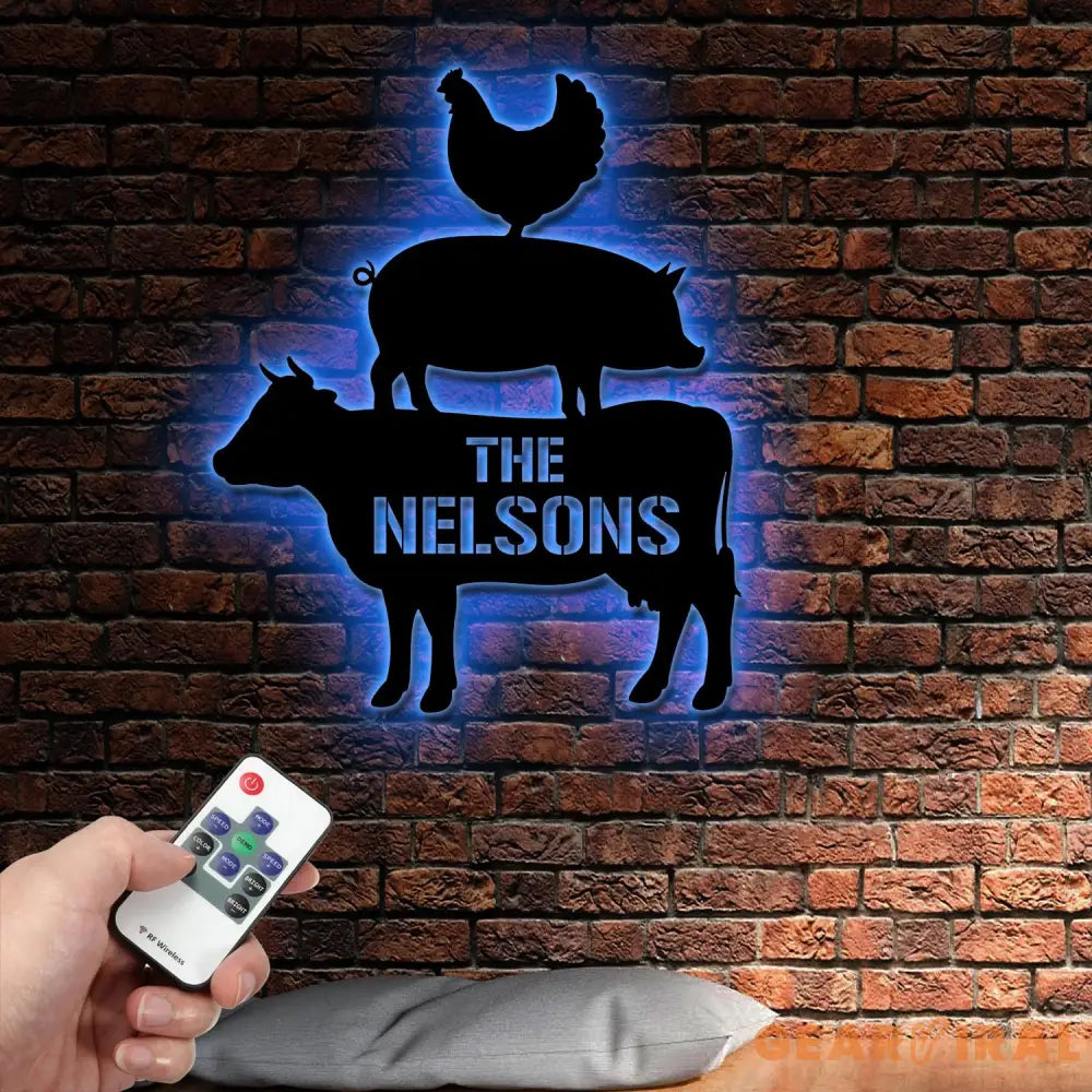 Custom Family Name Stacked Farm Animals Metal Sign Farmhouse Wall Decor Farm Sign Metal Cow Pig Chicken Sign Kitchen