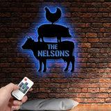 Custom Family Name Stacked Farm Animals Metal Sign Farmhouse Wall Decor Farm Sign Metal Cow Pig Chicken Sign Kitchen