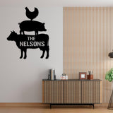 Custom Family Name Stacked Farm Animals Metal Sign, Farmhouse Wall Decor, Farm Sign, Metal Cow Pig Chicken Sign, Kitchen Decor, Stacked Farm Animals