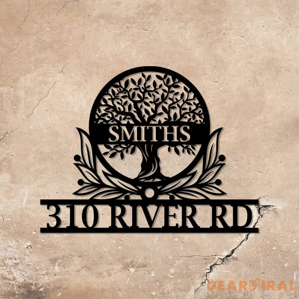 Custom Family Tree of Life Address Sign Metal Home Sign House Numbers Sign - Gearviral