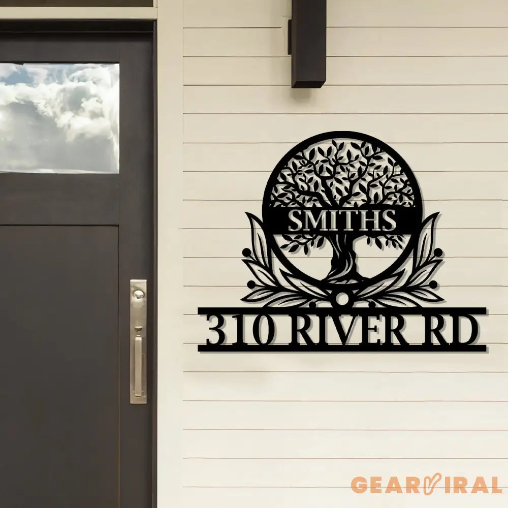 Custom Family Tree of Life Address Sign Metal Home Sign House Numbers Sign - Gearviral