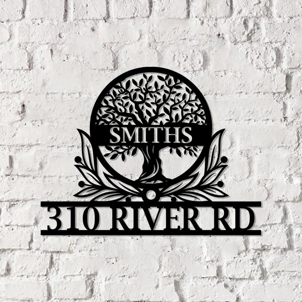 Custom Family Tree of Life Address Sign Metal Home Sign House Numbers Sign - Gearviral