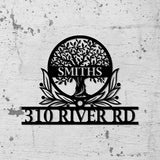 Custom Family Tree of Life Address Sign, Metal Home Sign, House Numbers Sign - Gearviral