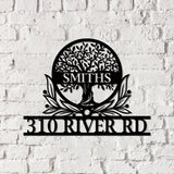 Custom Family Tree of Life Address Sign, Metal Home Sign, House Numbers Sign - Gearviral