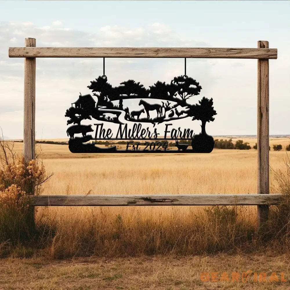 Custom Farm Metal Sign - Personalized Rustic Farmhouse Sign with Animals Family Name Sign Established Date Outdoor