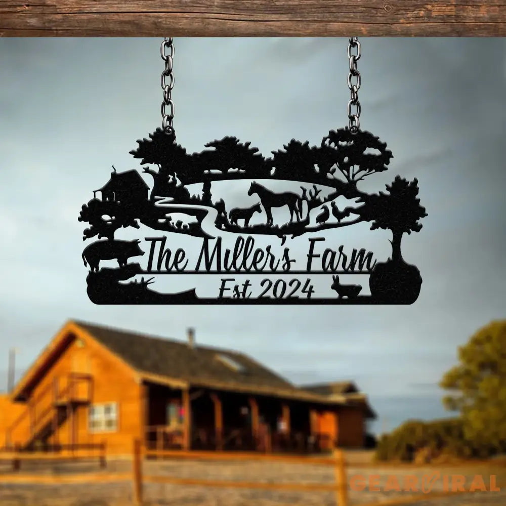 Custom Farm Metal Sign - Personalized Rustic Farmhouse Sign with Animals Family Name Sign Established Date Outdoor