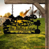 Custom Farm Metal Sign - Personalized Rustic Farmhouse Sign with Animals Family Name Sign Established Date Outdoor