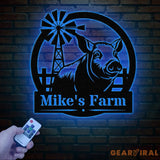 Custom Farm Name Metal Sign Personalized Pig Farm Wall Art Rustic Farmhouse Decor Windmill Farm Sign Outdoor Farm Name