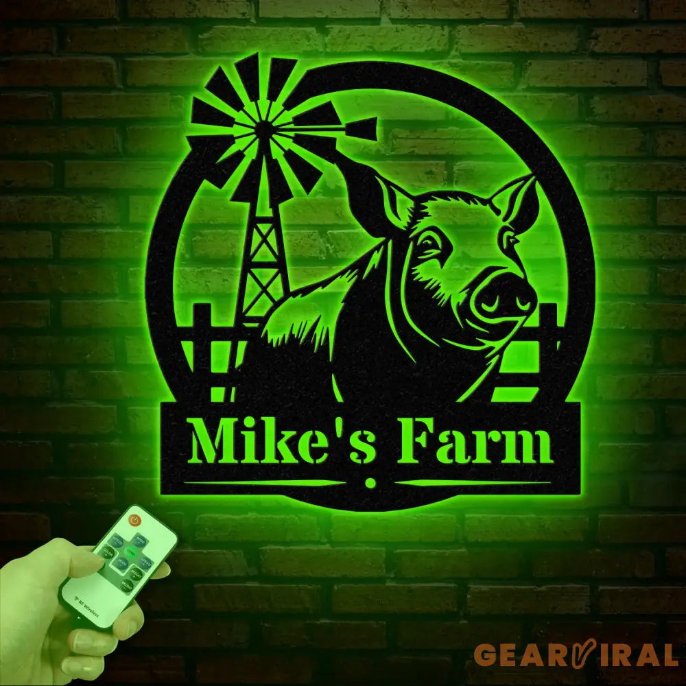 Custom Farm Name Metal Sign Personalized Pig Farm Wall Art Rustic Farmhouse Decor Windmill Farm Sign Outdoor Farm Name