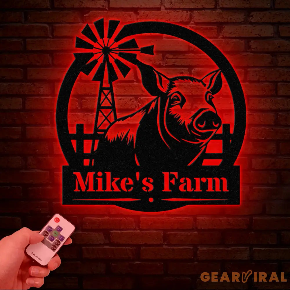 Custom Farm Name Metal Sign Personalized Pig Farm Wall Art Rustic Farmhouse Decor Windmill Farm Sign Outdoor Farm Name