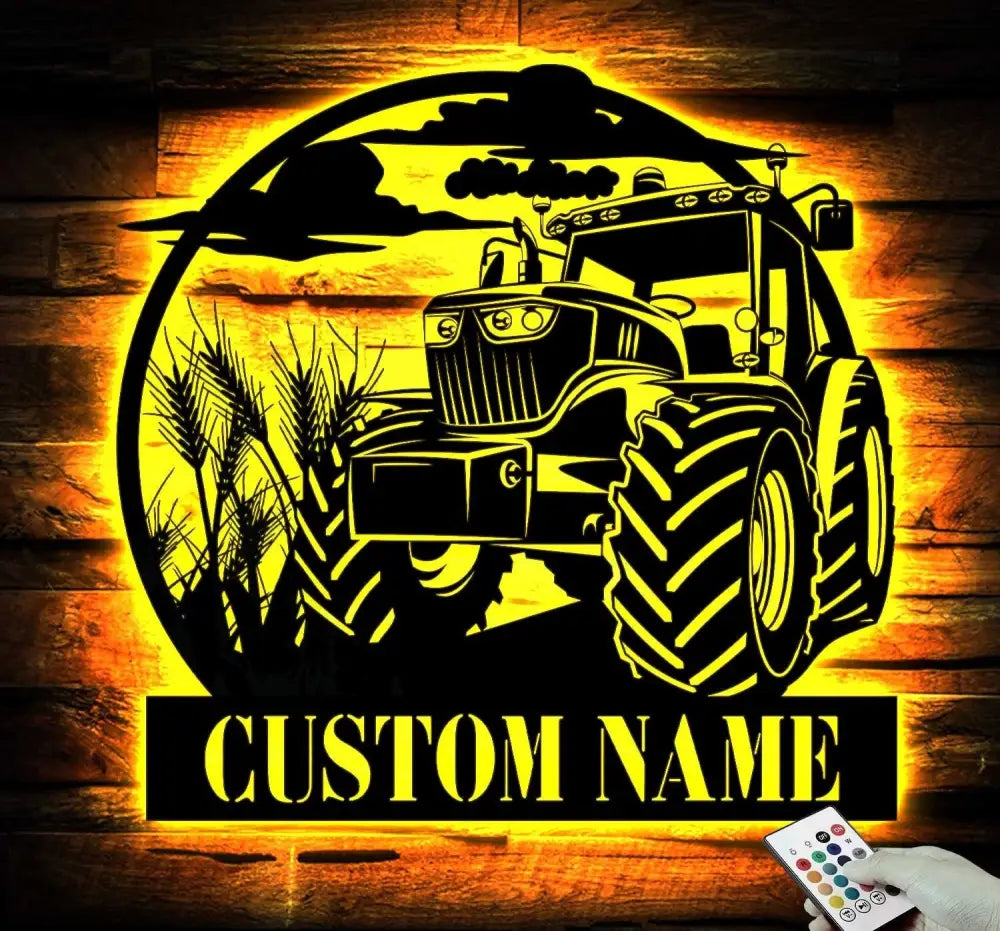 Custom Farm Sign Tractor Driver Metal Wall Art LED Light Personalized Farm Tractor Name Sign Home Decor Truck Decor