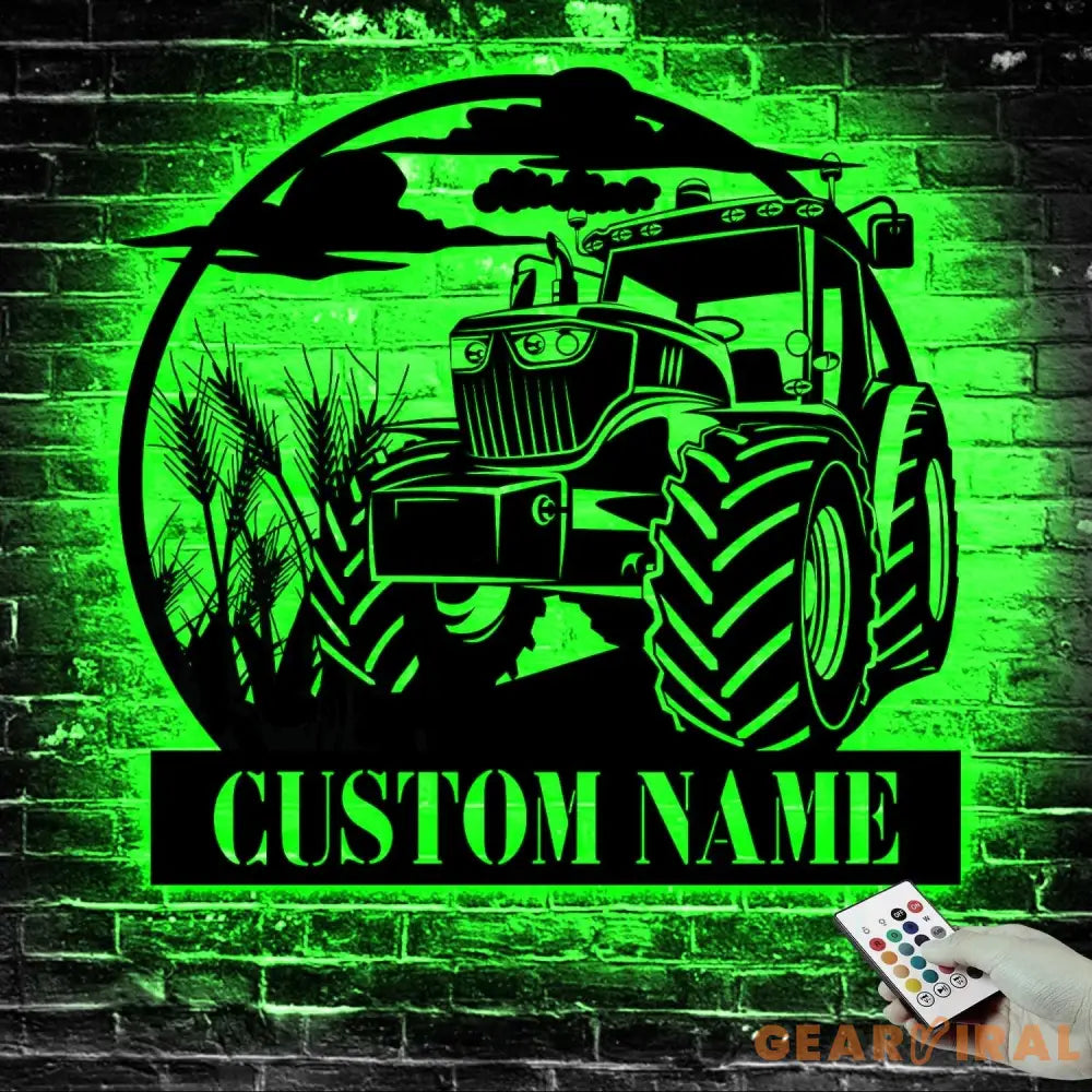 Custom Farm Sign Tractor Driver Metal Wall Art LED Light Personalized Farm Tractor Name Sign Home Decor Truck Decor