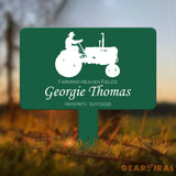 Custom Farmer Memorial Yard Stake – Farming Heaven Fields Tractor Sign – Personalized Outdoor Memorial Plaque for
