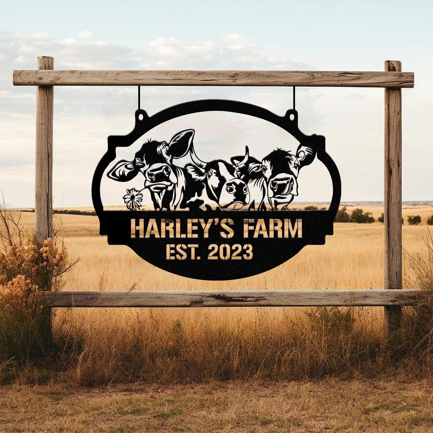 Custom Farmhouse Metal Hanging Sign, Personalized Farm Metal Sign, Animal Farm Sign, Ranch Sign, Barn Sign, Farm Gate Sign, Farm Name Sign
