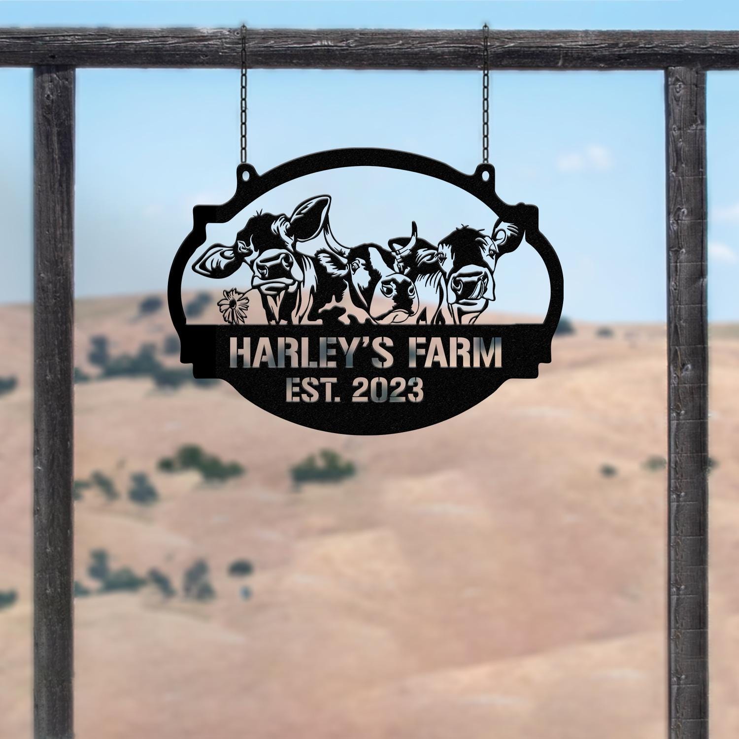 Custom Farmhouse Metal Hanging Sign, Personalized Farm Metal Sign, Animal Farm Sign, Ranch Sign, Barn Sign, Farm Gate Sign, Farm Name Sign