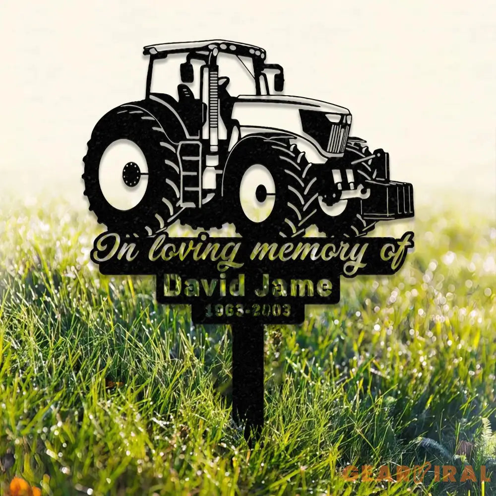 Custom Farming Fields Memorial Metal Stake Farmer Memorial Sign Grave Marker Sympathy Sign Remembrance Stake Tractor