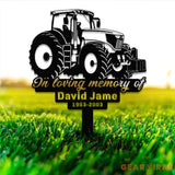 Custom Farming Fields Memorial Metal Stake Farmer Memorial Sign Grave Marker Sympathy Sign Remembrance Stake Tractor