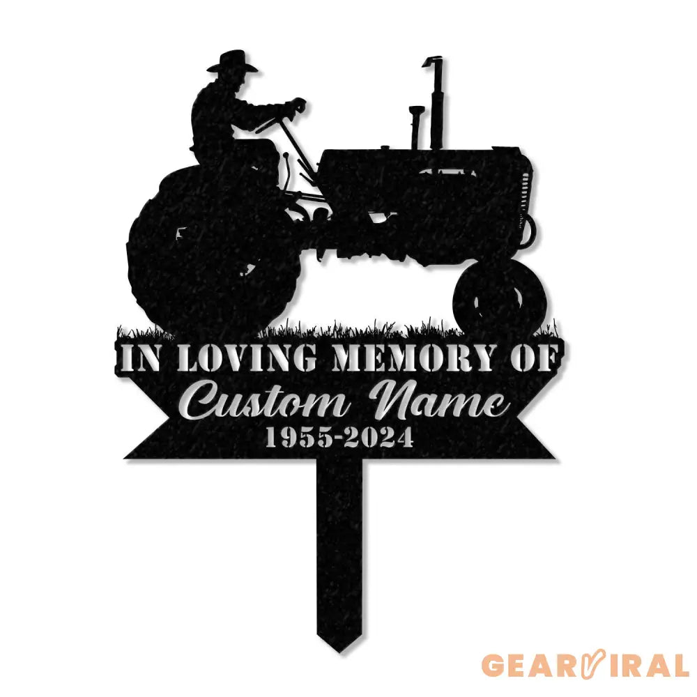 Custom Farming Fields Memorial Metal Stake Farmer Memorial Sign Grave Marker Sympathy Sign Remembrance Stake Tractor