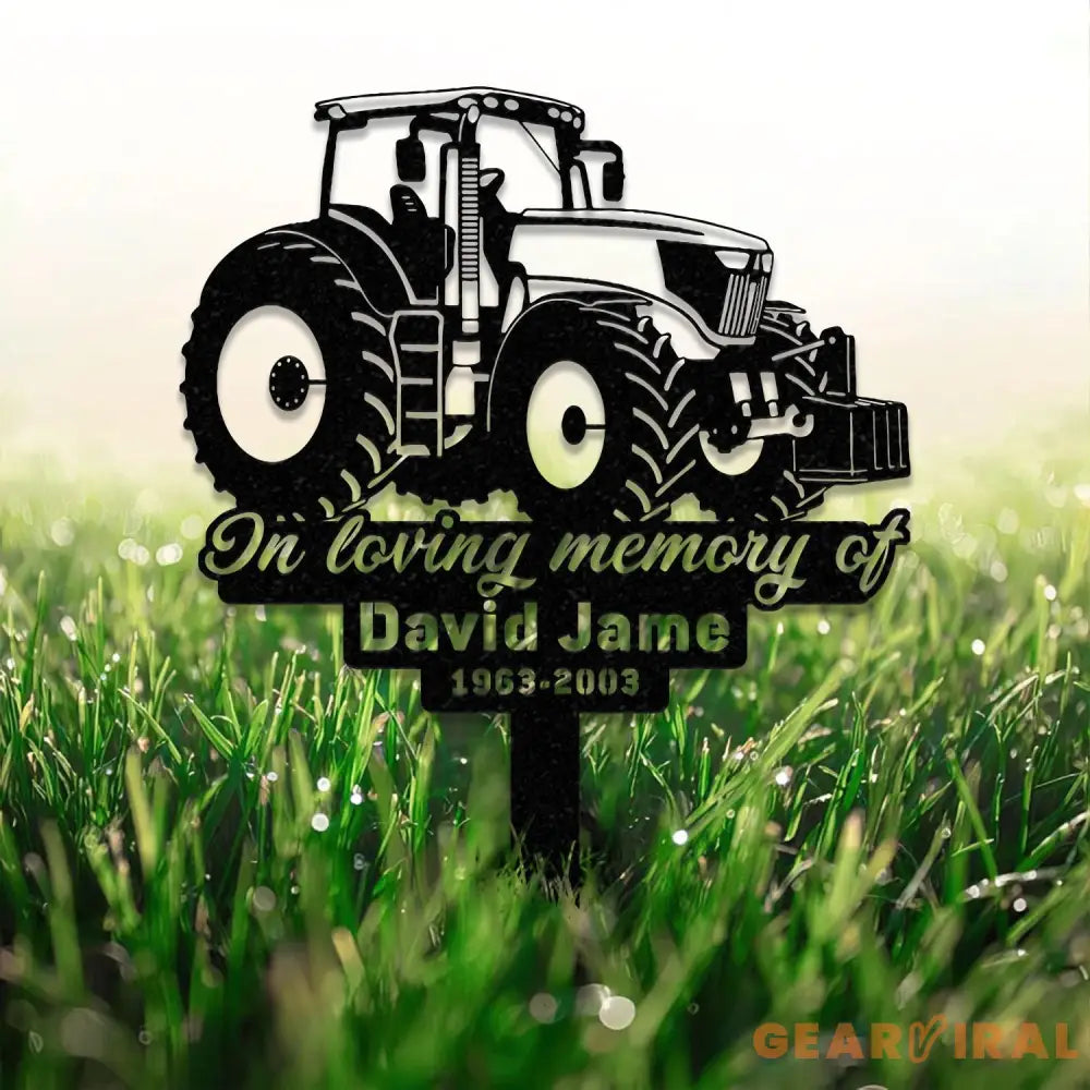 Custom Farming Fields Memorial Metal Stake Farmer Memorial Sign Grave Marker Sympathy Sign Remembrance Stake Tractor