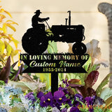 Custom Farming Fields Memorial Metal Stake Farmer Memorial Sign Grave Marker Sympathy Sign Remembrance Stake Tractor