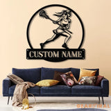 Custom Female Lacrosse Metal Sign with LED Lights - Personalized Lacrosse Player Name Sign - Lacrosse Girl Gift &